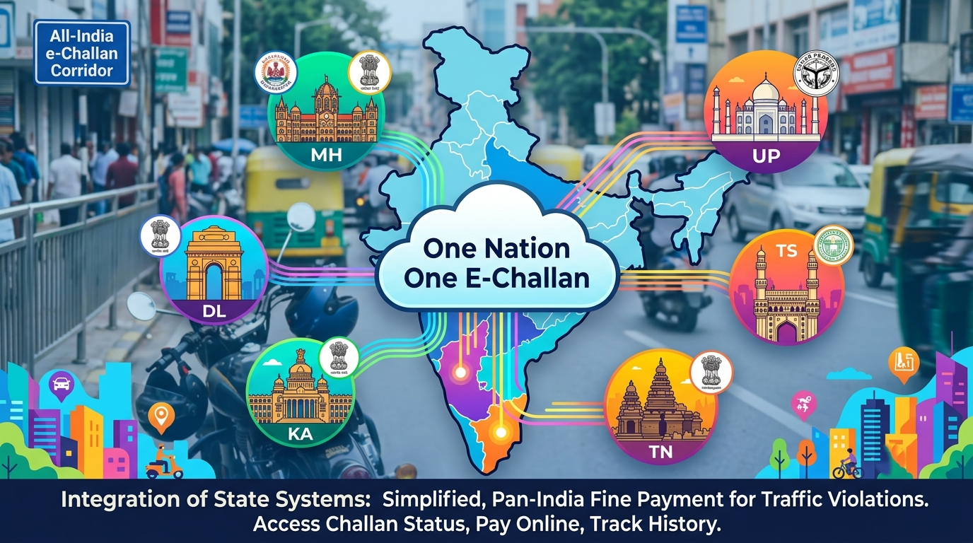 Indian motorist checking traffic challan using DL number